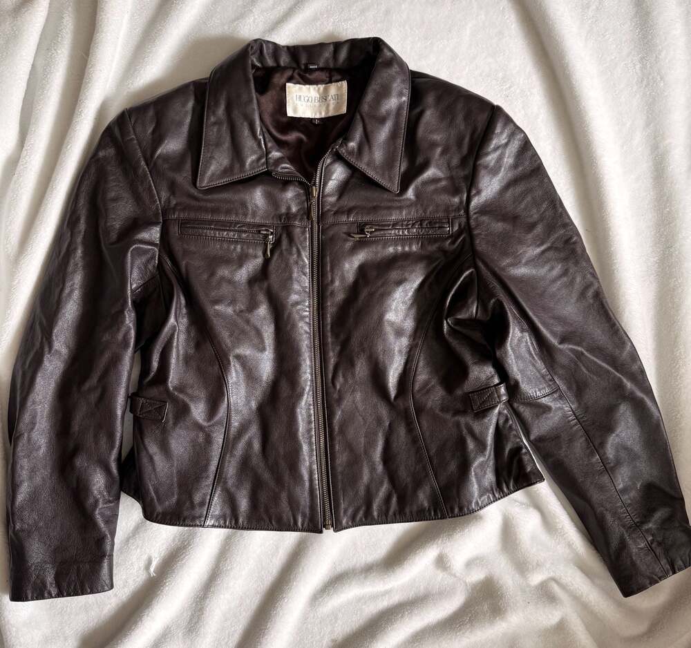 Hugo Buscati Collection Brown Genuine Leather Full Zip Jacket